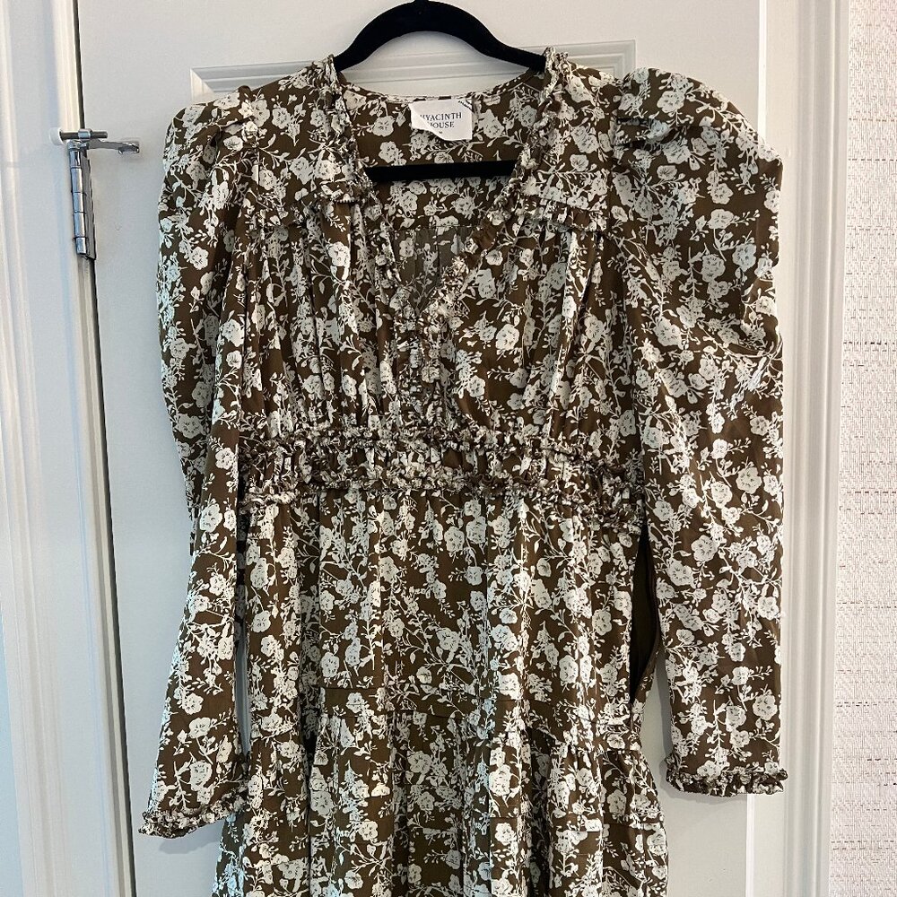 Hyacinth House Olive Floral Renee Ruffle mini Dress